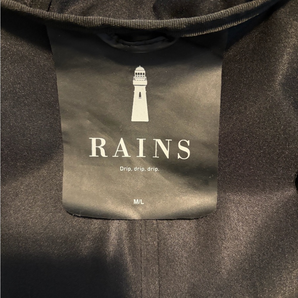 Rains Black Mens Rain Trench Coat with Hood - Picture 5 of 5